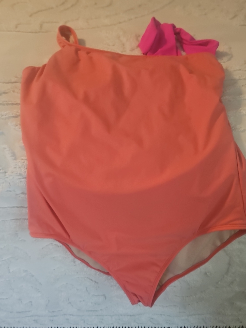 Coral One-Piece Swimsuit with Pink Accent